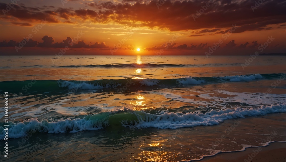 Obraz premium Fantastic sunset over the sea with vibrant colors.