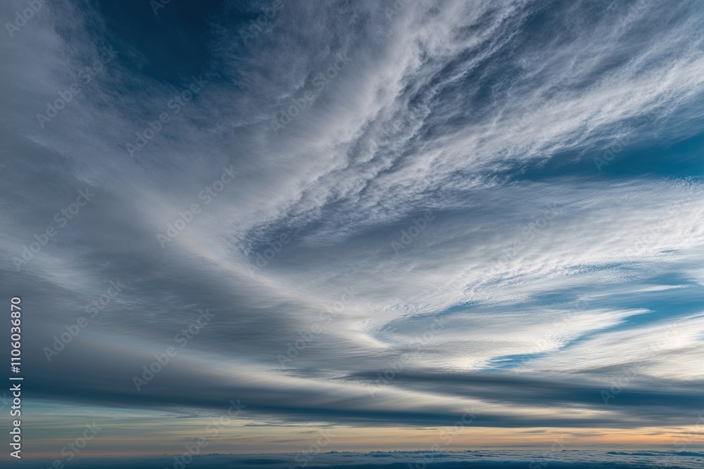 Obraz premium Silver-Threaded Cirrostratus Clouds with Stunning Visual Effects and Dreamlike Depth
