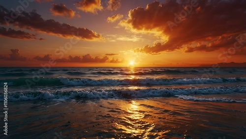 Fantastic sunset over the sea with vibrant colors.