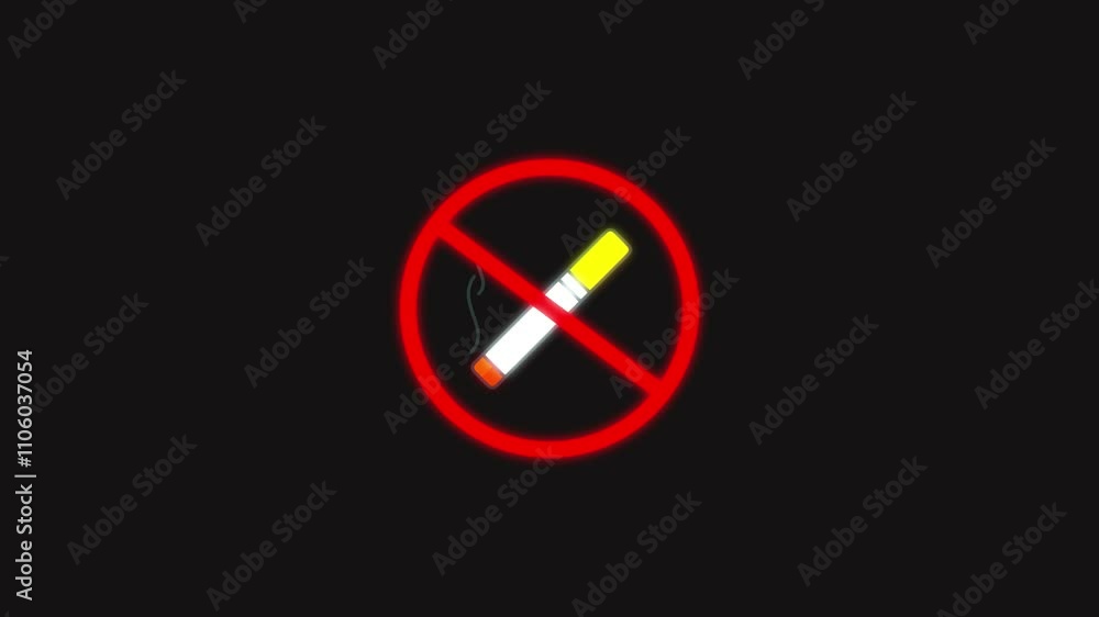 forbidden no smoking concept icon loop animation video with alpha channel forbidden no smoking concept icon loop animation video with alpha channel