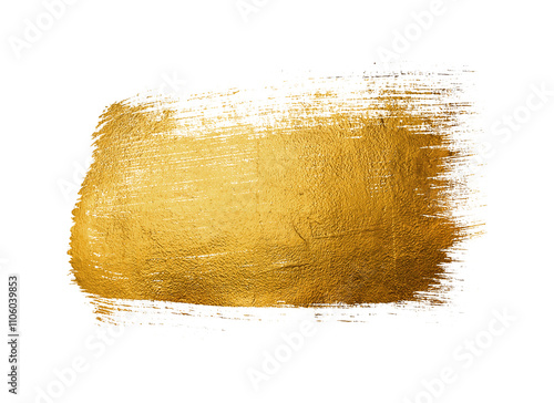 Gold paint brush vector smear stroke. Acrylic golden color stain on transparent background. Abstract vector gold glittering textured background for invitation, wedding or bithday card template