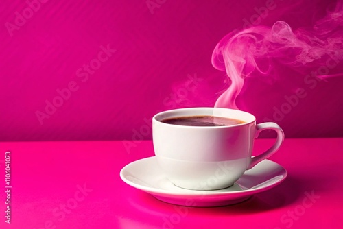 Black Coffee Cup with Steam Against a Soft-Focus Background