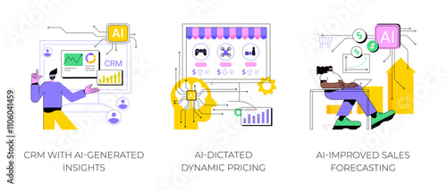 AI Technology in Sales abstract concept vector illustrations.