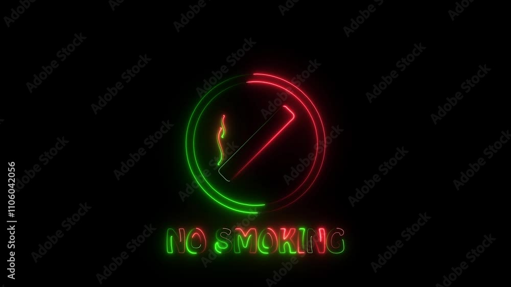 forbidden no smoking concept neon icon loop animation video with alpha channel forbidden no smoking concept neon icon loop animation video with alpha channel