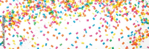 Colorful confetti scattered across a white background, perfect for celebratory events and decorations, wallpaper