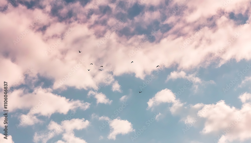 Sky full of clouds in a serene landscape, resembling a dreamlike world Sky full of clouds in a serene landscape, resembling a dreamlike world