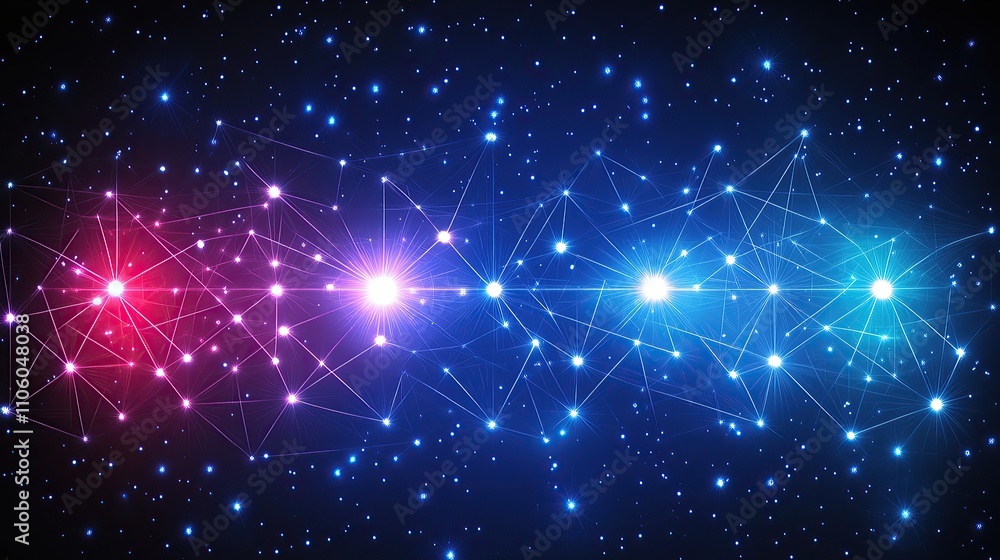 Abstract network connection graphic design with vibrant glowing nodes and lines, creating a futuristic and digital illustration. Abstract network connection graphic design with vibrant glowing nodes and lines, creating a futuristic and digital illustration.
