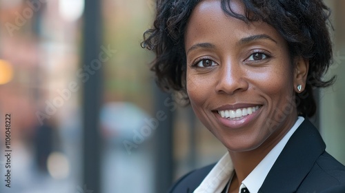 A close-up shot of a woman in business attire, with a confident smile that reflects her expertise