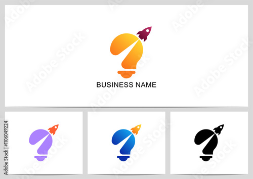 Rocket Flying Across Lightbulb Logo design