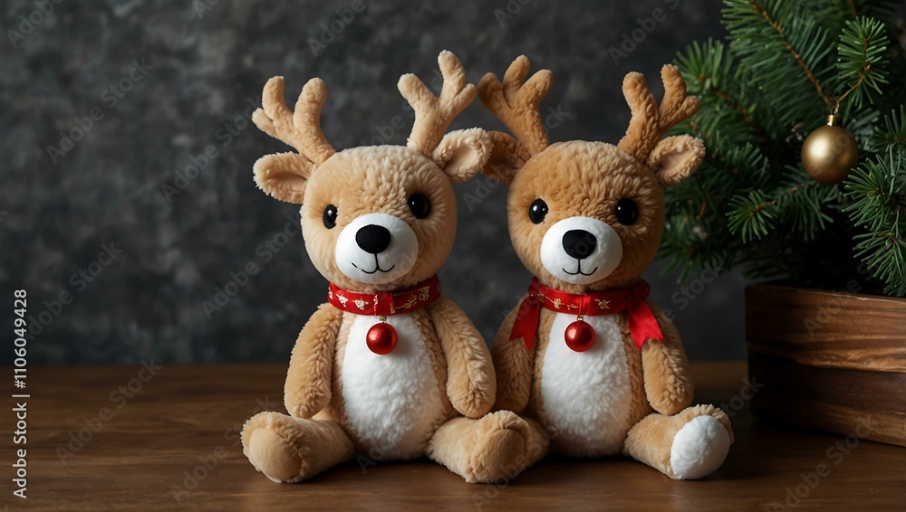 Fototapeta premium Festive reindeer plush for the holidays.