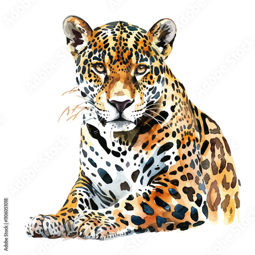 A watercolor drawing of Jaguar, isolated on a white background. Jaguar vector.