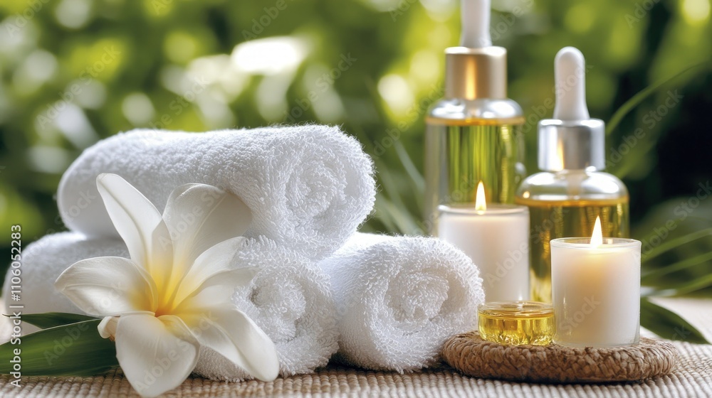 A serene spa setup with candles, essential oils, and fluffy towels, offering relaxation during long holidays. A serene spa setup with candles, essential oils, and fluffy towels, offering relaxation during long holidays.