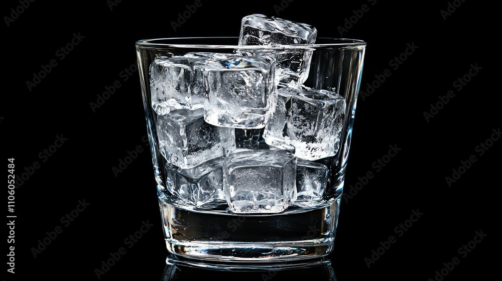 Crystal Clear Ice Cubes Piled in a Glass on a Black Background Perfect for Refreshing Drink Images and Beverage Concepts Crystal Clear Ice Cubes Piled in a Glass on a Black Background Perfect for Refreshing Drink Images and Beverage Concepts