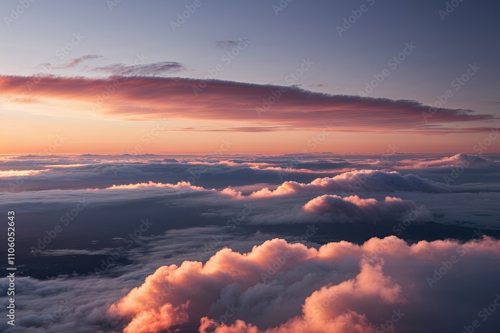 Fototapeta premium Breathtaking 3D Sunset Clouds with Serene Landscapes and Ethereal Atmosphere