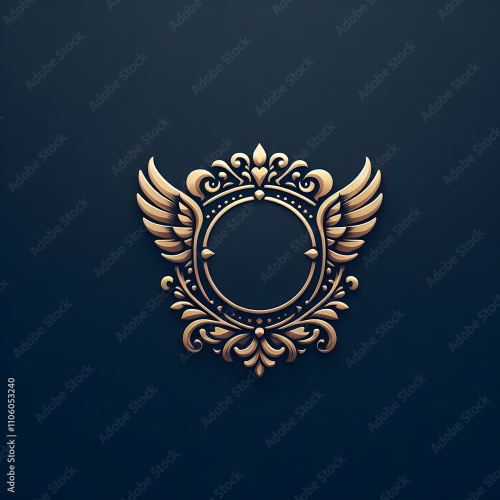 Fototapeta premium A stylish and luxurious circular emblem featuring golden details.