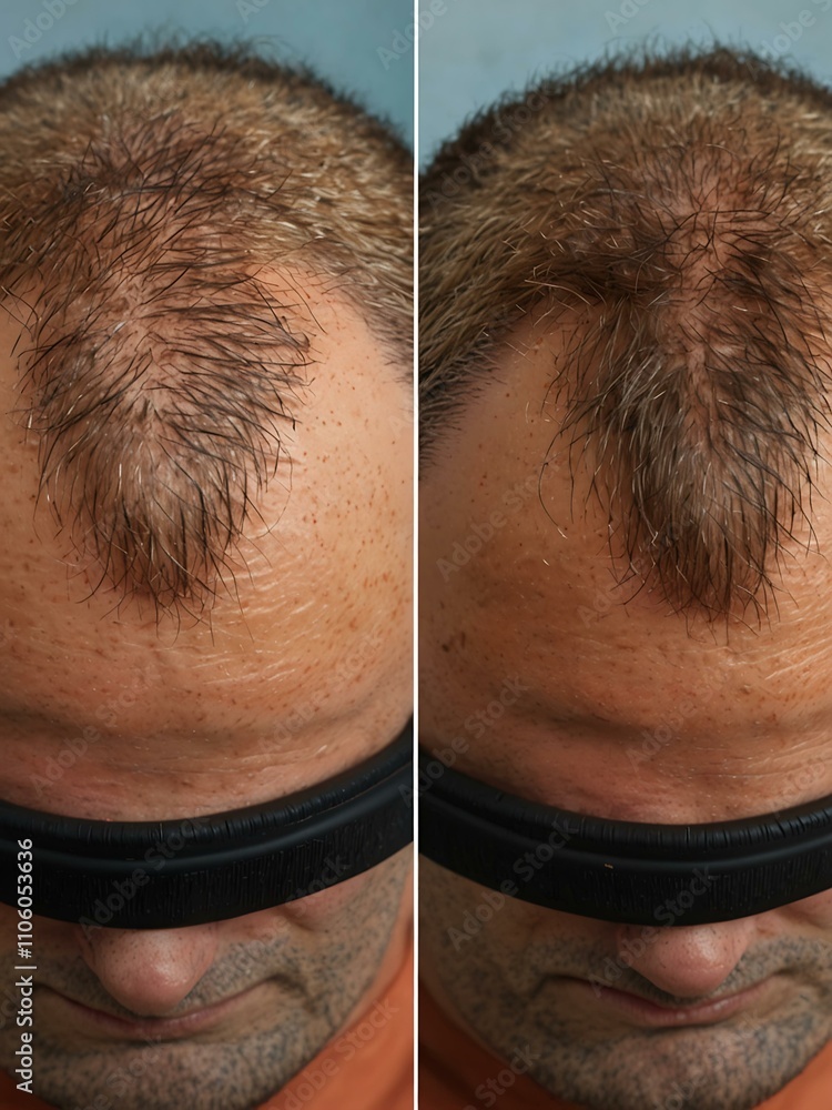 Naklejka premium Final before-and-after of hair restoration results.