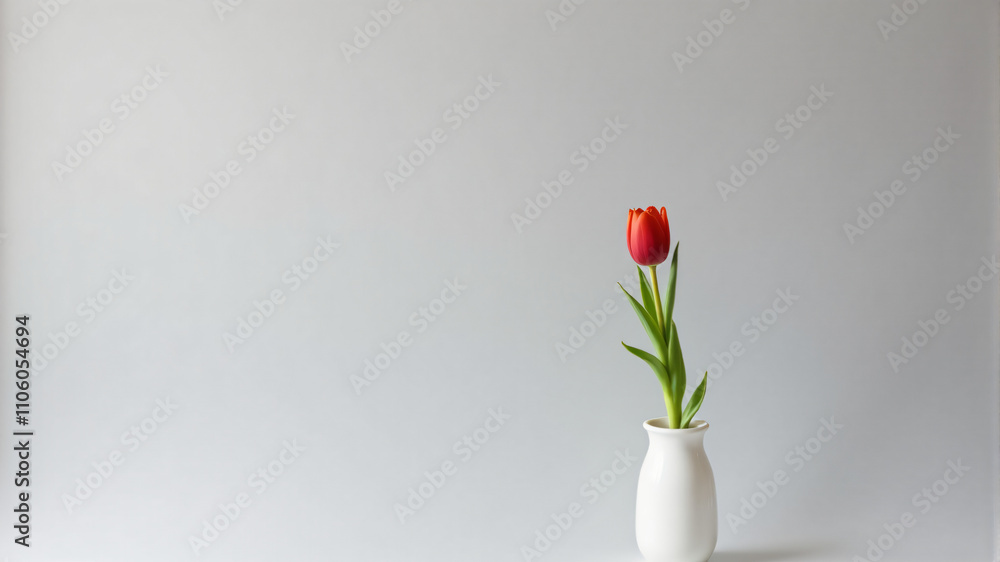 Elegant Red Tulip in Minimalist Vase Design Elegant Red Tulip in Minimalist Vase Design