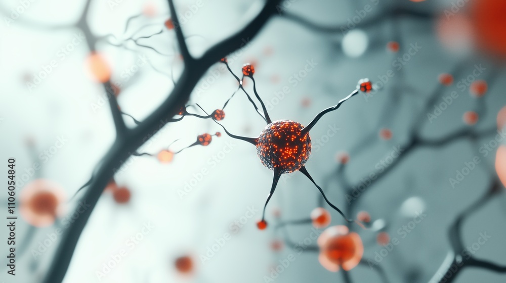 Neural network connections on blue background. Brain science and artificial intelligence concept