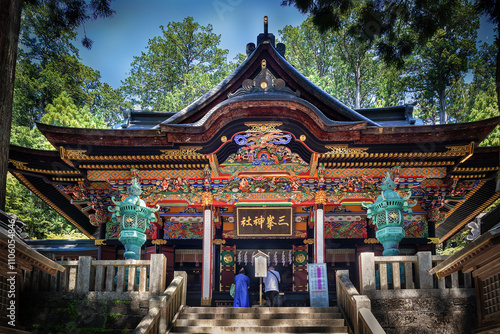 Main Hall of Mitsumine Shrine - Translation: Japanese reads Mitsumine Shrine photo