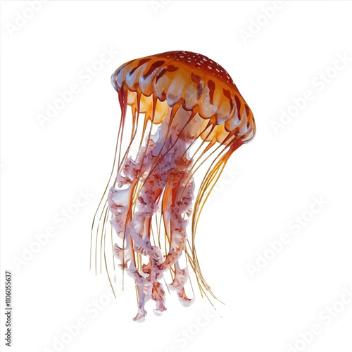 A watercolor of Jellyfish, isolated on a white background. Jellyfish vector.