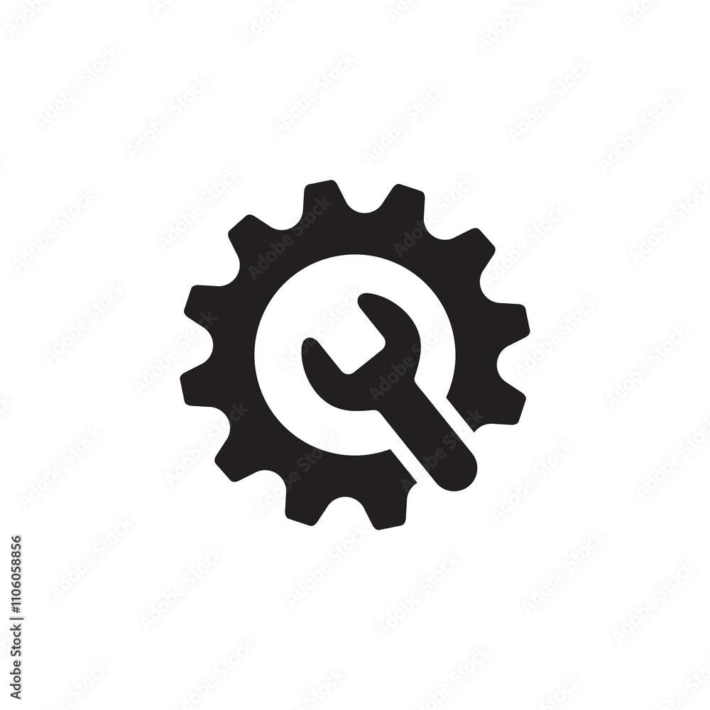 wrench with gear icon, Service tool gear symbol isolated on transparent background, wrench with gear PNG wrench with gear icon, Service tool gear symbol isolated on transparent background, wrench with gear PNG