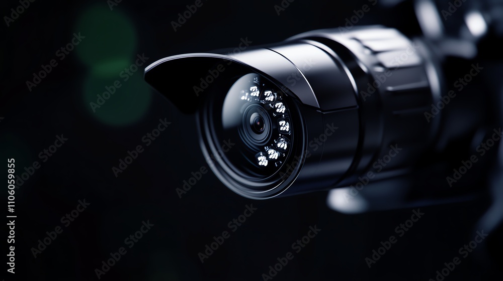 Close-up of a professional camera lens with a sleek design and dark background. Close-up of a professional camera lens with a sleek design and dark background.