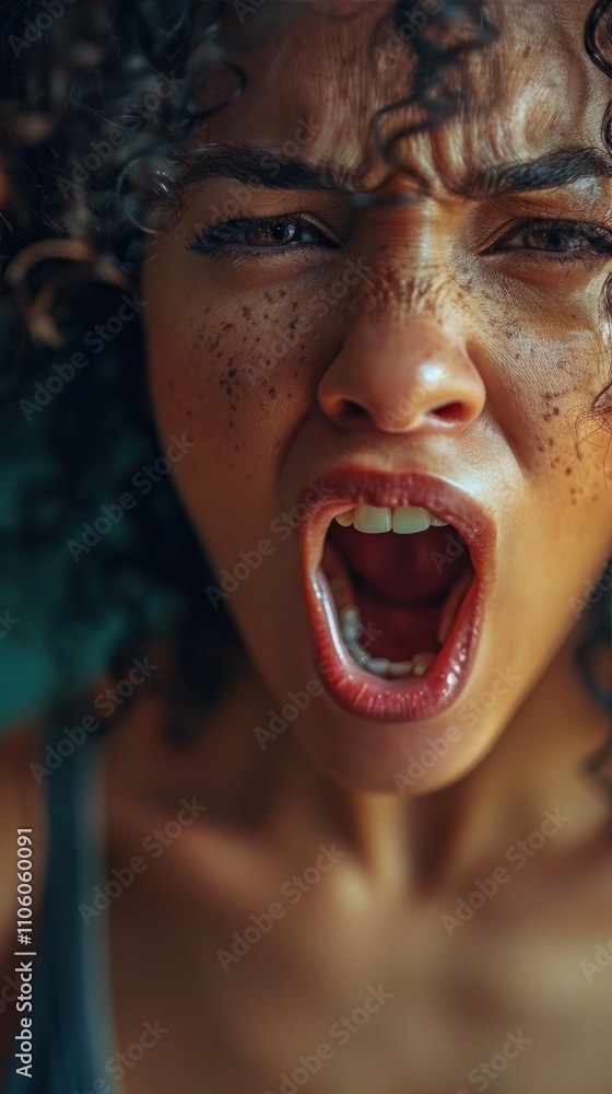 Intense Angry Facial Expression of Enraged Screaming Woman Expressing Strong Emotion Close up portrait of a young female with an aggressive intense and furious facial expression Intense Angry Facial Expression of Enraged Screaming Woman Expressing Strong Emotion Close up portrait of a young female with an aggressive intense and furious facial expression