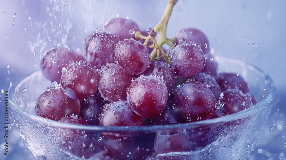 Freshly Washed Cold Grapes in a Clear Bowl with Water Droplets Capturing the Essence of Freshness and Purity for Culinary Delights and Healthy Living Freshly Washed Cold Grapes in a Clear Bowl with Water Droplets Capturing the Essence of Freshness and Purity for Culinary Delights and Healthy Living