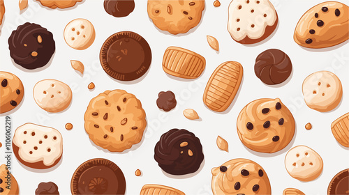 Whimsical Seamless Cookie Background Vector Illustration photo