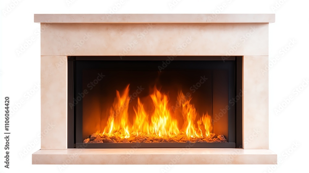 Cozy fireplace with warm flames in a stylish stone setting, perfect for winter ambiance. Cozy fireplace with warm flames in a stylish stone setting, perfect for winter ambiance.