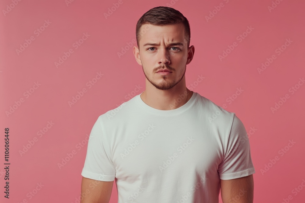 Obraz premium man in floral print t shirt