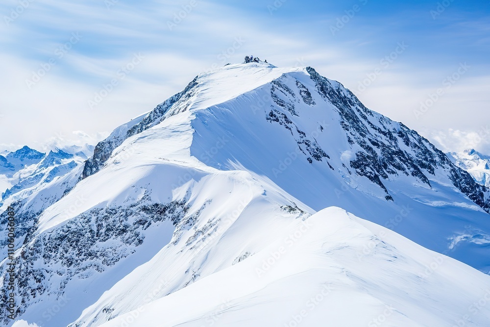 Snowy mountain peak under blue sky with clouds Snowy mountain peak under blue sky with clouds