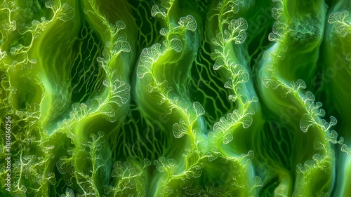 Close-Up of Caulerpa Macroalgae with Ribbon-Like Fronds photo