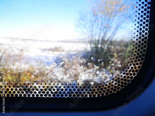 train window with dots