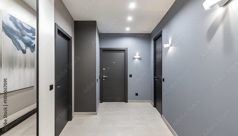 Modern design of the clean apartment corridor, inspiring. Modern design of the clean apartment corridor, inspiring.