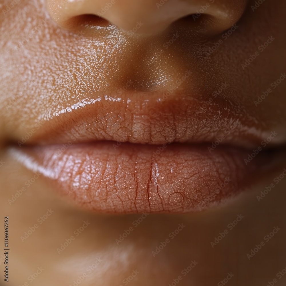 Close-up of human lips with natural texture. Close-up of human lips with natural texture.
