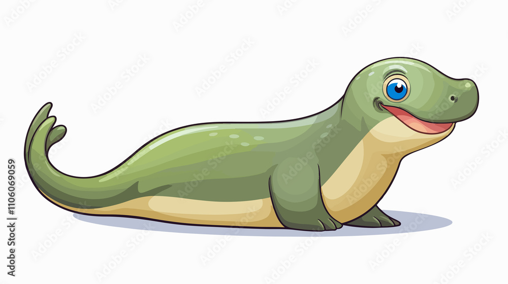 Obraz premium Cute Cartoon Slug Sticker Vector Illustration