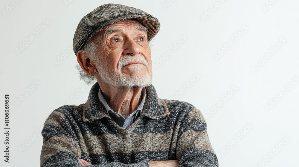 Portrait of elderly man wearing hat isolated on white background Portrait of elderly man wearing hat isolated on white background