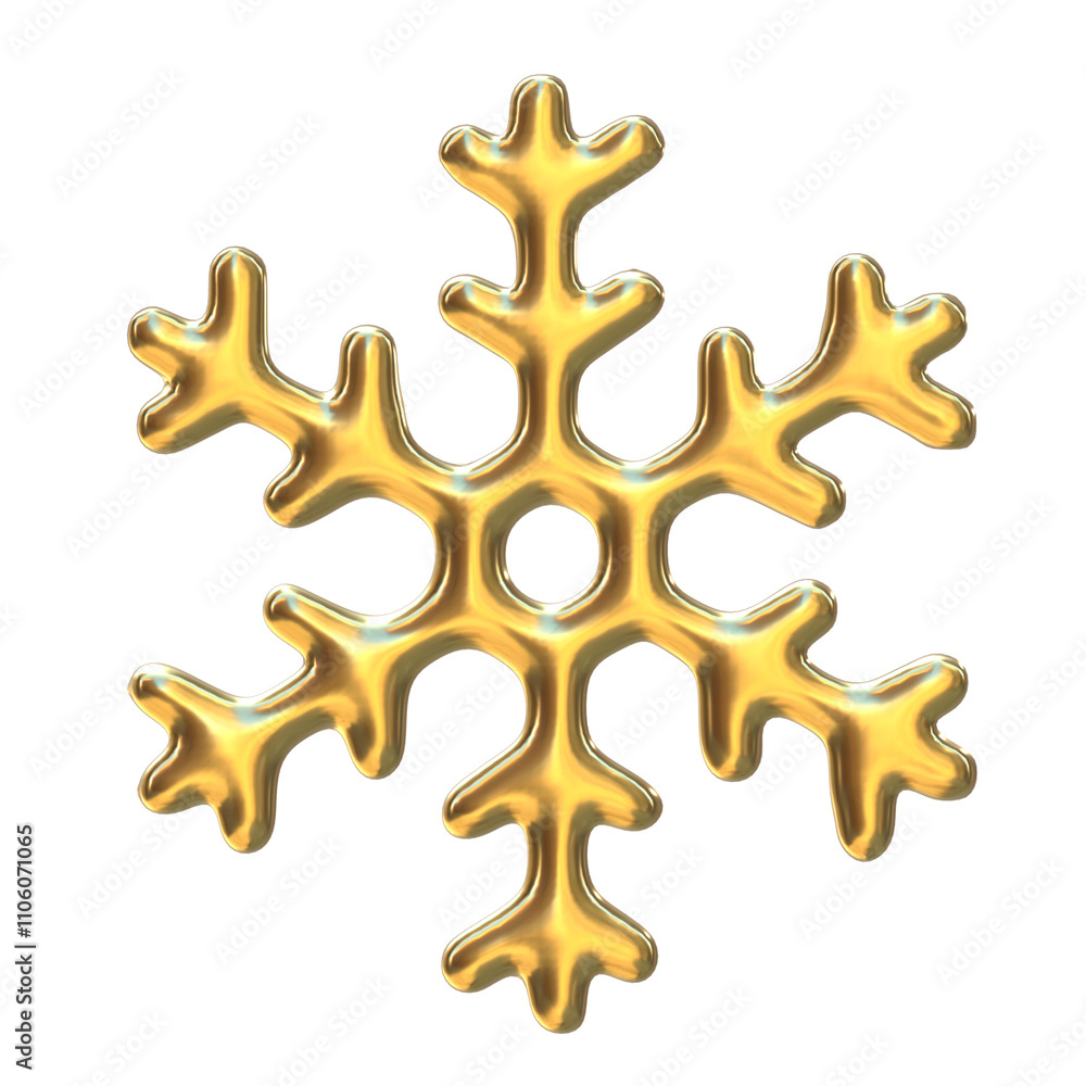 3d golden snowflake isolated icon 3d golden snowflake isolated icon