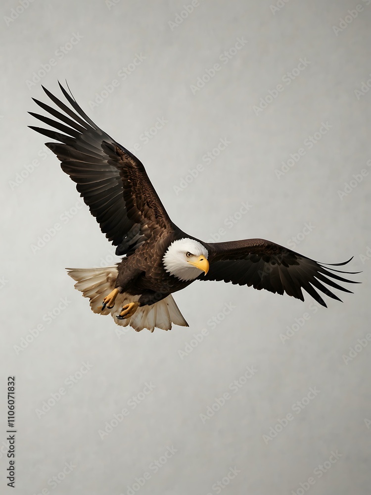 Obraz premium Flying bald eagle isolated on white.