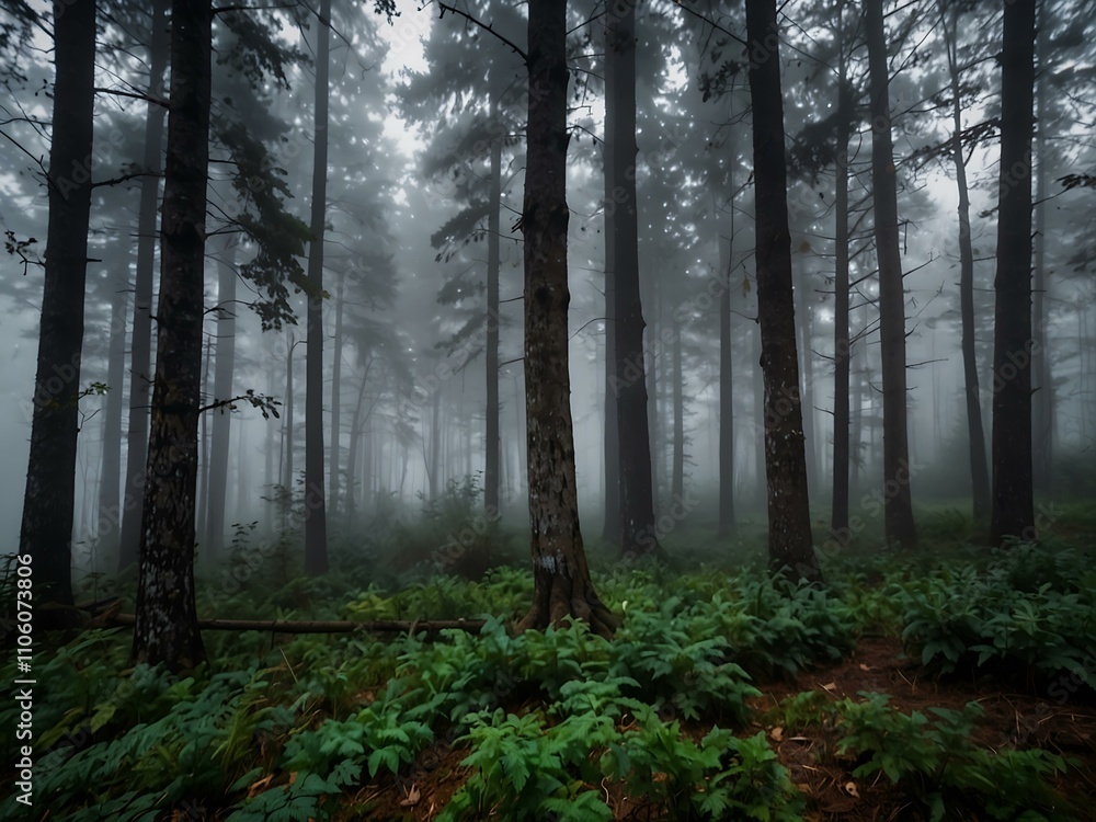 Foggy forest. Foggy forest.