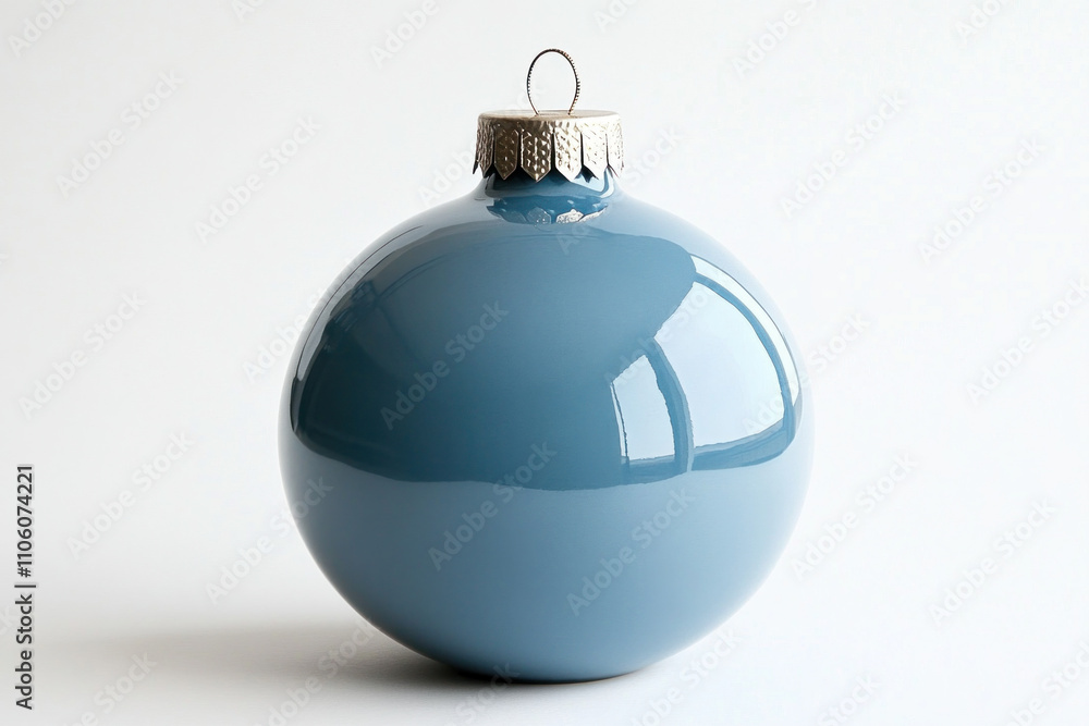 Blue Christmas ball ornament on white background. Blue Christmas ball ornament on white background.