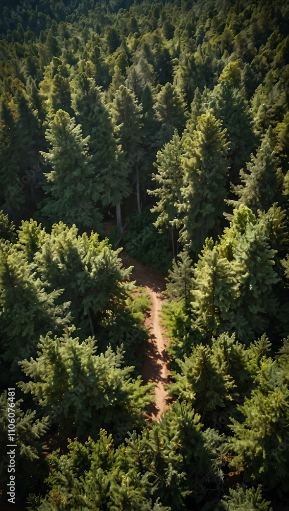 Fototapeta premium Forest overlook from 300 feet in the air.