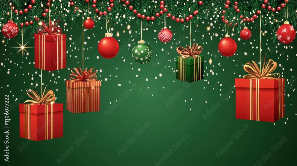 Naklejka premium Festive Christmas Gifts Ornaments and Decor