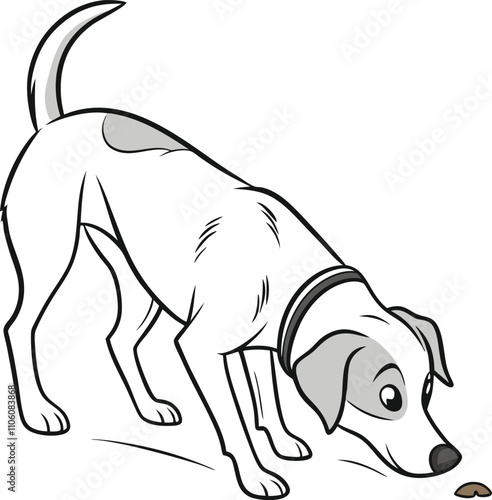 Curious Canine: A charming illustration of a dog intently investigating