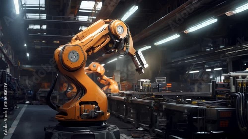 Automated production line robotic arm intelligent manufacturing Industry 4.0 scenario