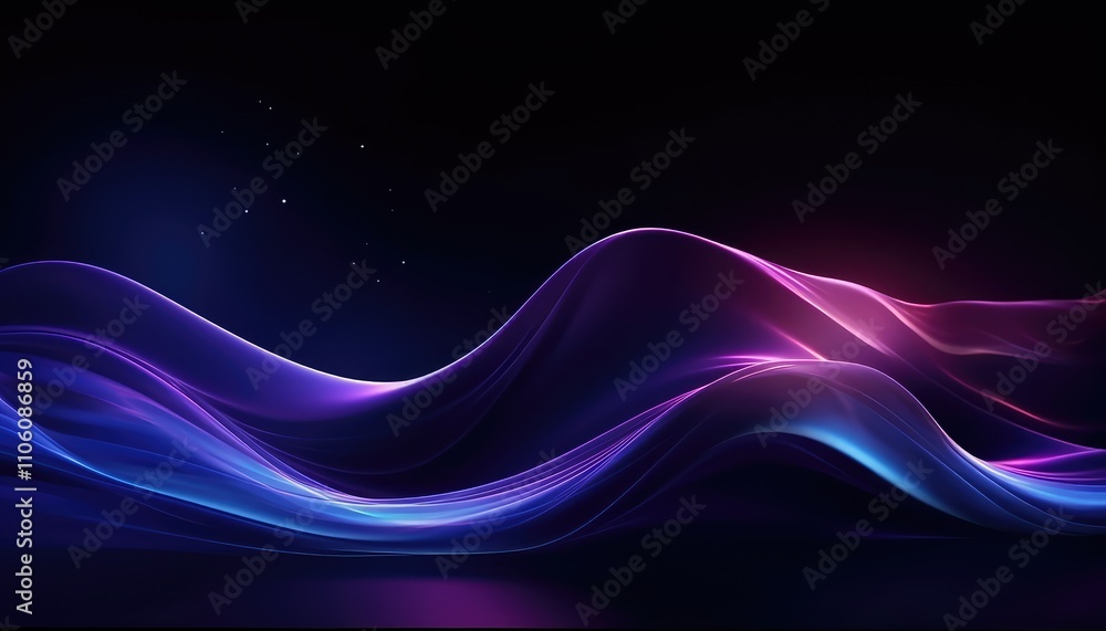 Glowing abstract wave on dark, shiny motion on transparent background Glowing abstract wave on dark, shiny motion on transparent background