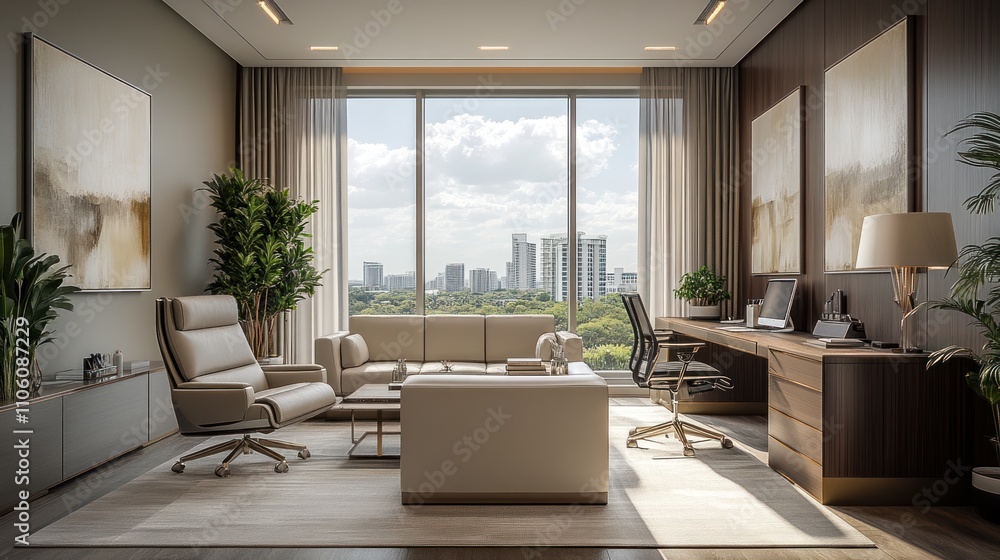 Modern Luxury Office Design With City View Modern Luxury Office Design With City View