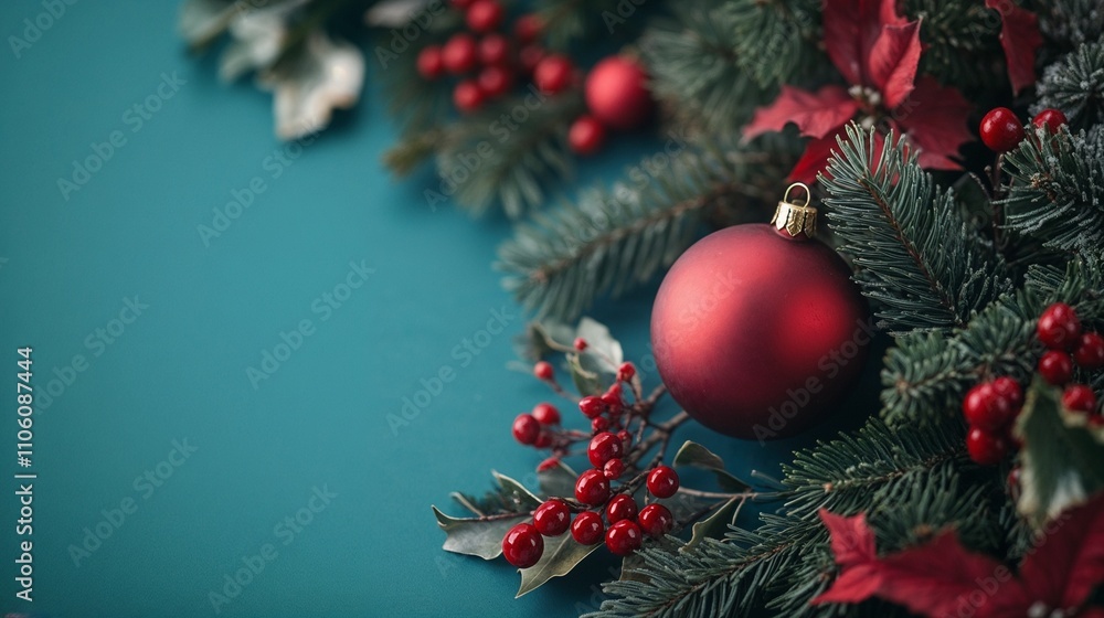 Christmas banner with empty space for text, red and turquoise Christmas banner with empty space for text, red and turquoise