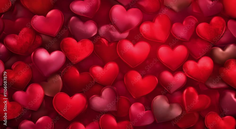 Red hearts background. Illustration of love and romance background greeting hearts for Valentine's Day, love, passion, 3d rendering, banner Red hearts background. Illustration of love and romance background greeting hearts for Valentine's Day, love, passion, 3d rendering, banner